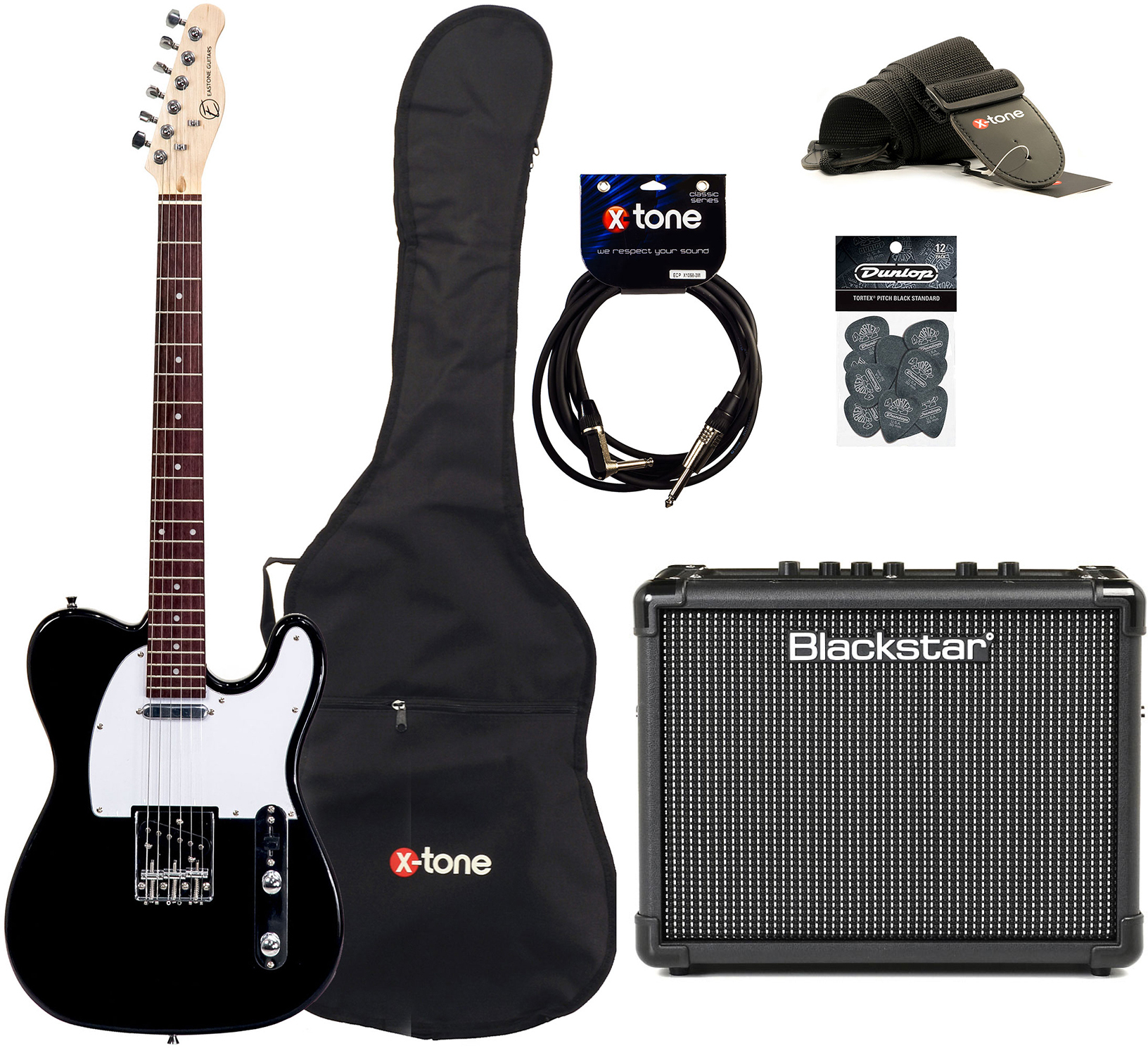 Eastone Tl70 +blackstar Id Core Stereo 10 V3 +cable +housse +courroie +mediators - Black - Packs guitarra eléctrica - Main picture