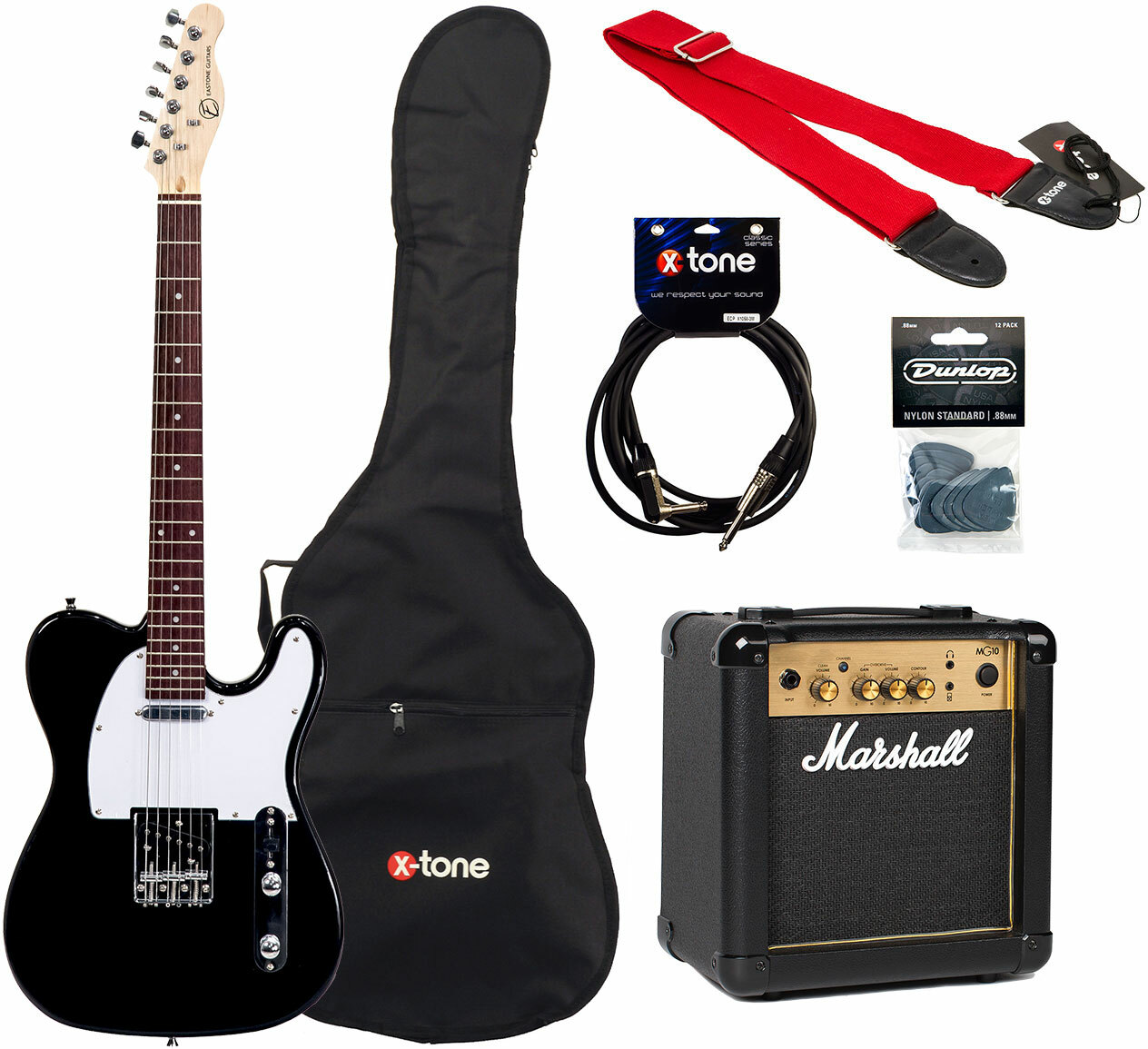 Eastone Tl70 +marshall Mg10g Combo 10 W +housse +courroie +cable +mediators - Black - Packs guitarra eléctrica - Main picture