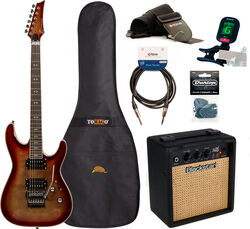 Packs guitarra eléctrica Eastone METDC100 +Blackstar Debut 10E +Accessories - black flames
