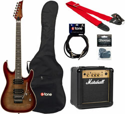Packs guitarra eléctrica Eastone METDC100 +Marshall MG10G Gold +Accessoires - Black flames