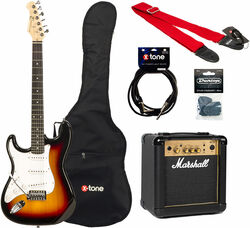 Guitarra electrica para zurdos Eastone STR70T LH +Marshall MG10G +Accessories - Sunburst