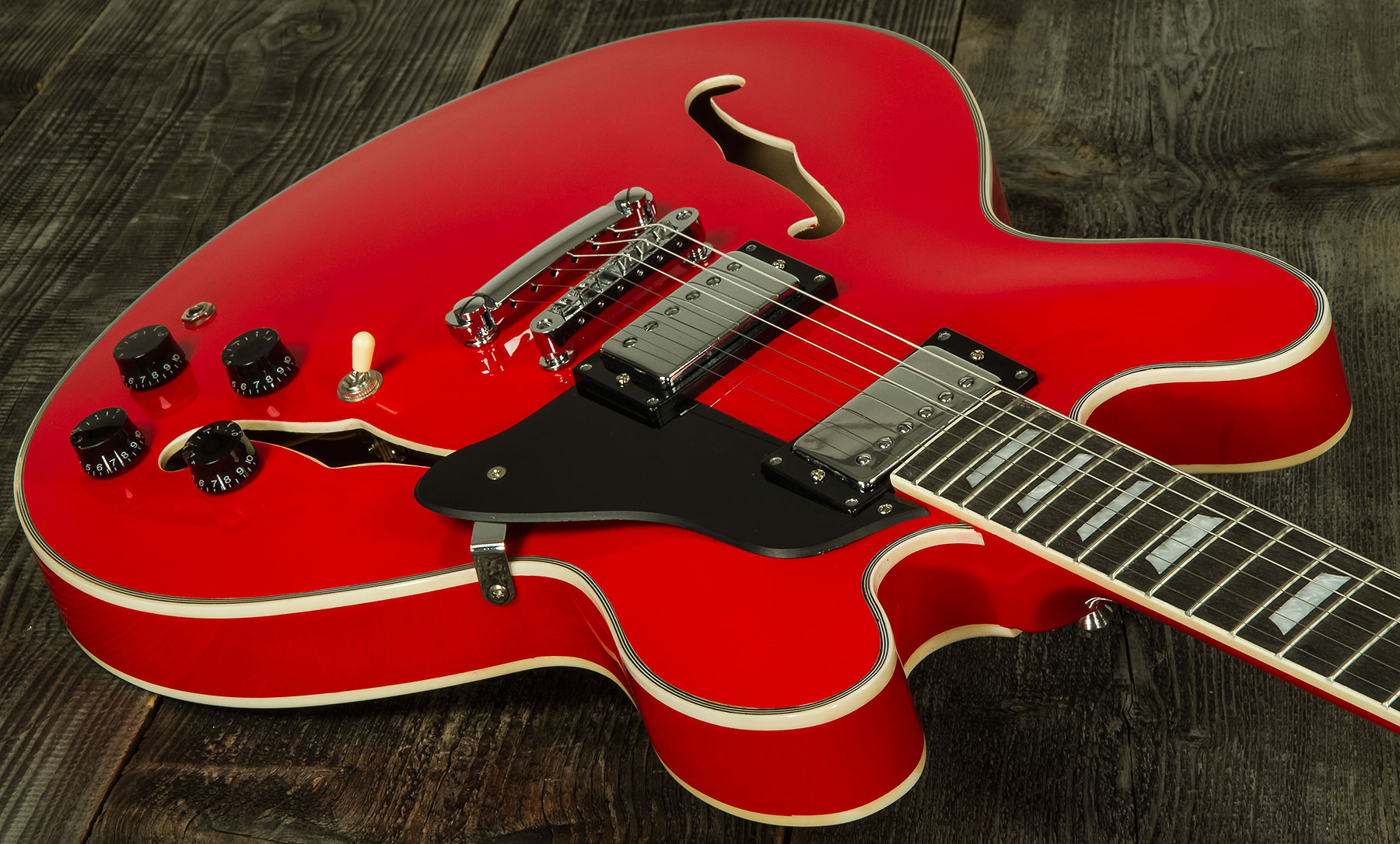 Eastone Gj70 Hh Ht Pur - Red - Guitarra eléctrica semi caja - Variation 1