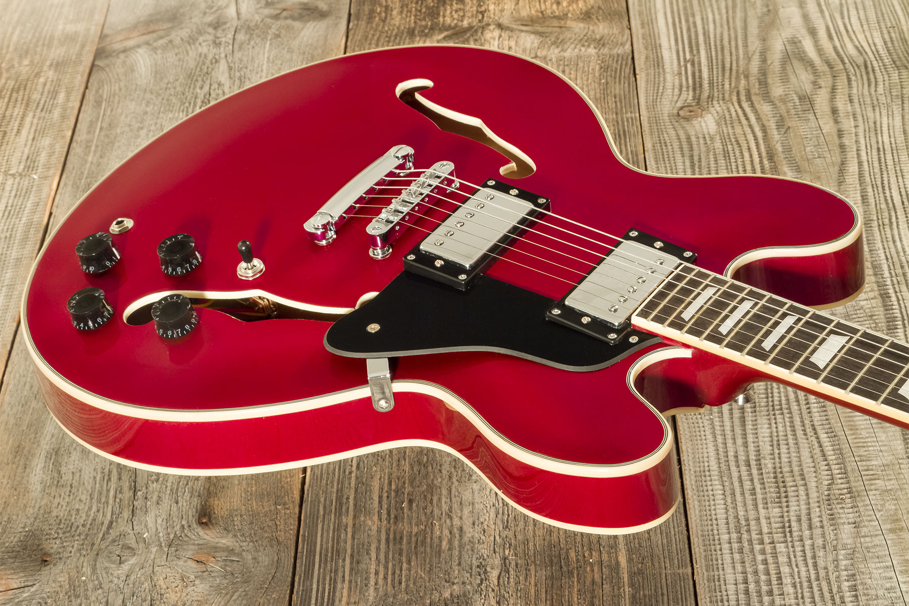 Eastone Gj70-win - Wine - Guitarra eléctrica semi caja - Variation 2