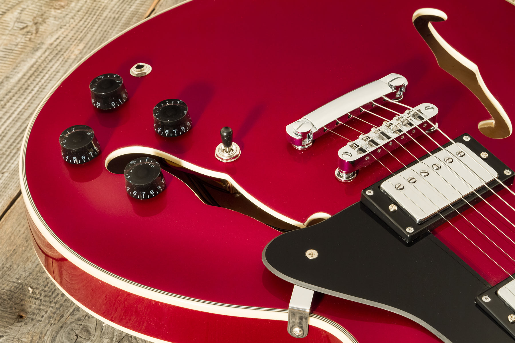 Eastone Gj70-win - Wine - Guitarra eléctrica semi caja - Variation 3