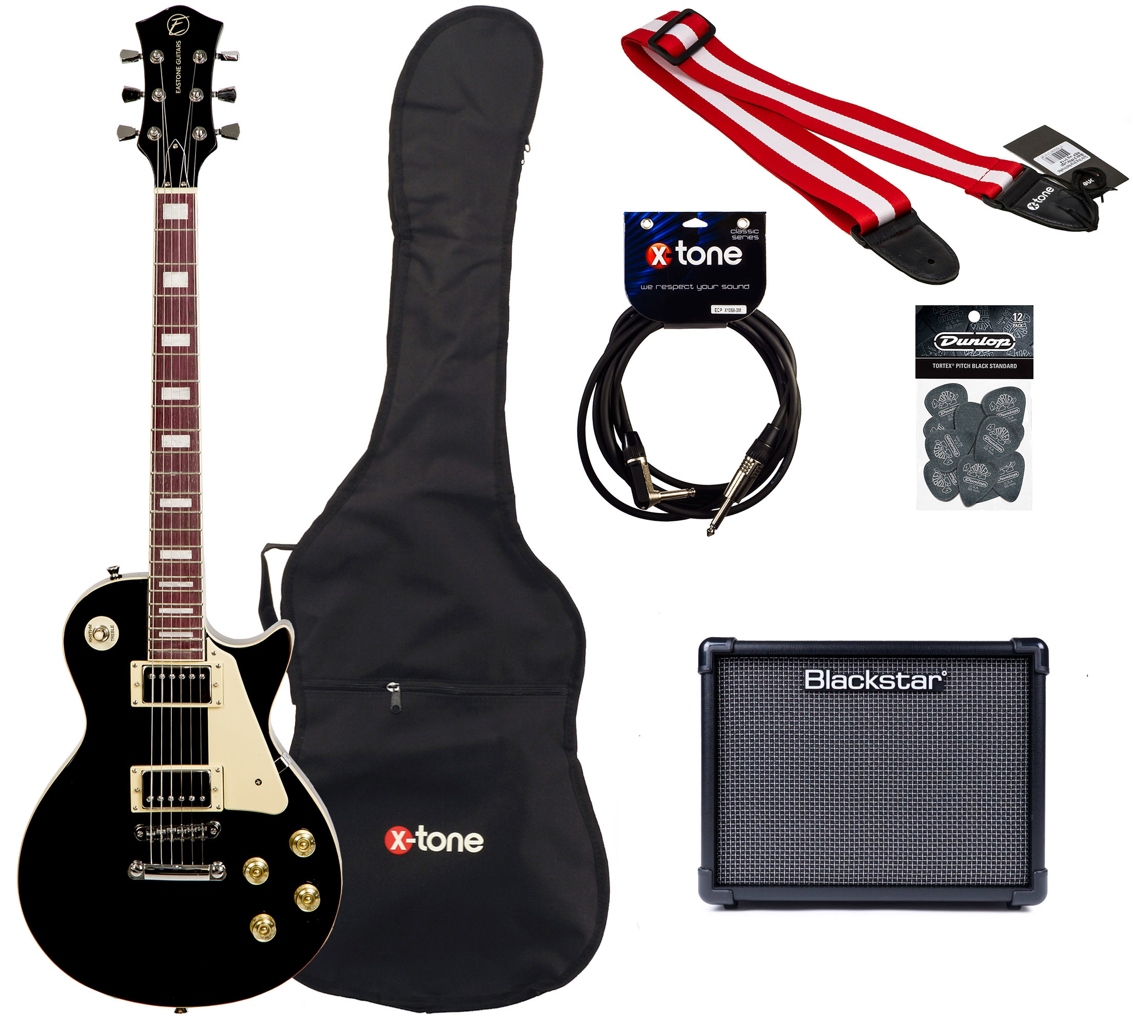 Eastone Lp100 +blackstar Id Core V3 10w +cable +mediators +housse - Black - Packs guitarra eléctrica - Variation 4