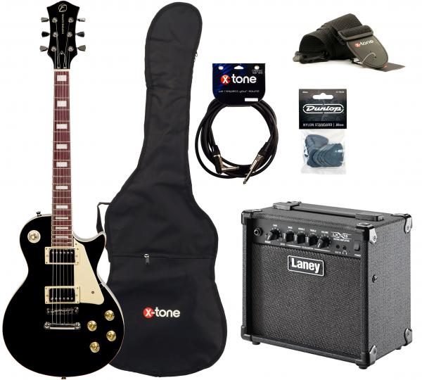 Packs guitarra eléctrica Eastone LP100 BLK + Laney LX15 +Accessories - Black