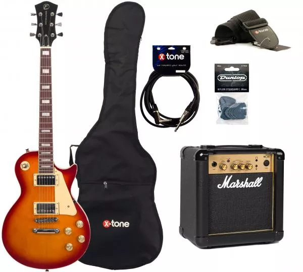 Packs guitarra eléctrica Eastone LP100 CS +Marshall MG10 10W  +CABLE +MEDIATORS +HOUSSE + MG10G GOLD Combo 10 W - Cherry sunburst