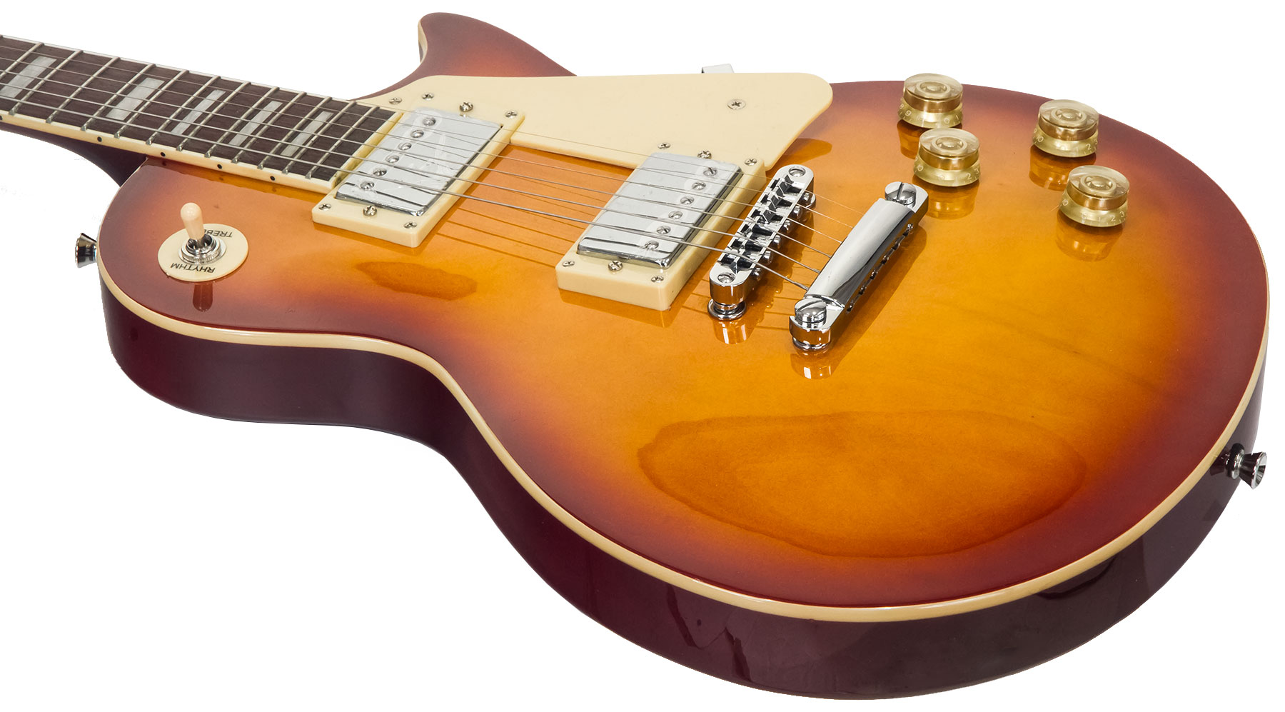 Eastone Lp100 Hh Ht Pur - Cherry Sunburst - Guitarra eléctrica de corte único. - Variation 2