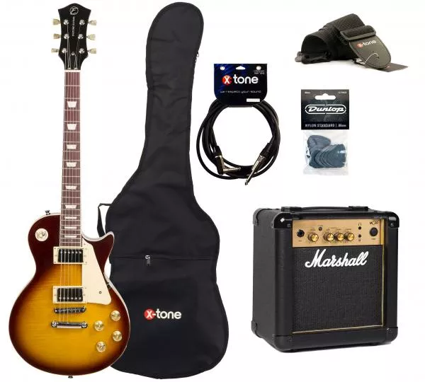 Packs guitarra eléctrica Eastone LP200 HB +MARSHALL MG10 10W +CABLE +MEDIATORS +HOUSSE - Honey sunburst