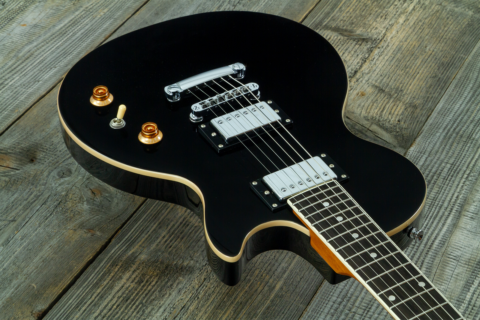Eastone Lp70-blk 2h Ht Rw - Black - Guitarra eléctrica de corte único. - Variation 2
