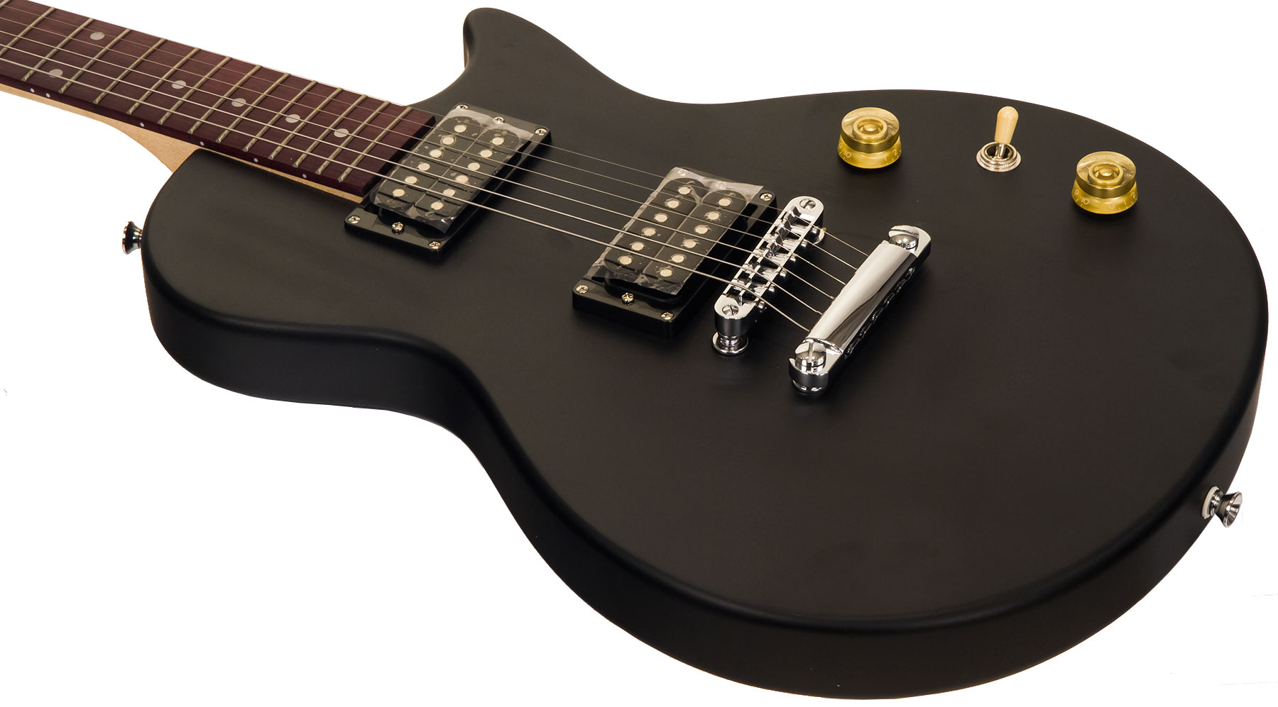 Eastone Lpl70 Hh Ht Pur - Black Satin - Guitarra eléctrica de corte único. - Variation 2