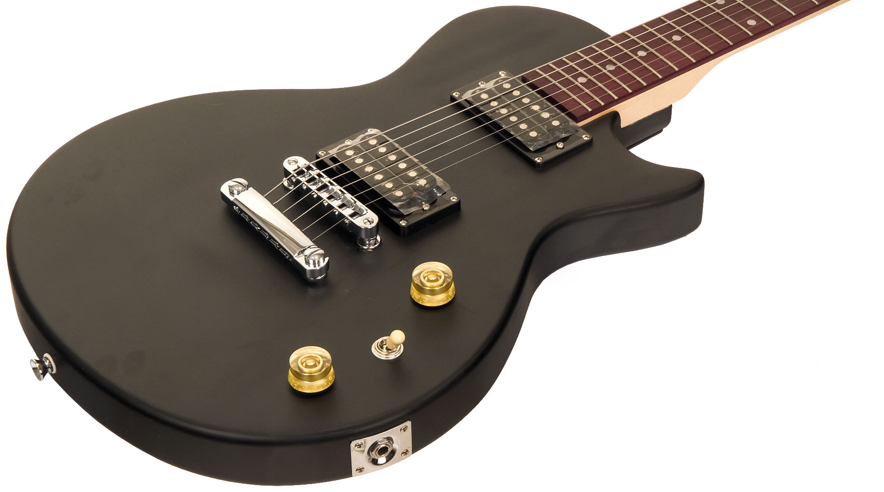 Eastone Lpl70 Hh Ht Pur - Black Satin - Guitarra eléctrica de corte único. - Variation 1