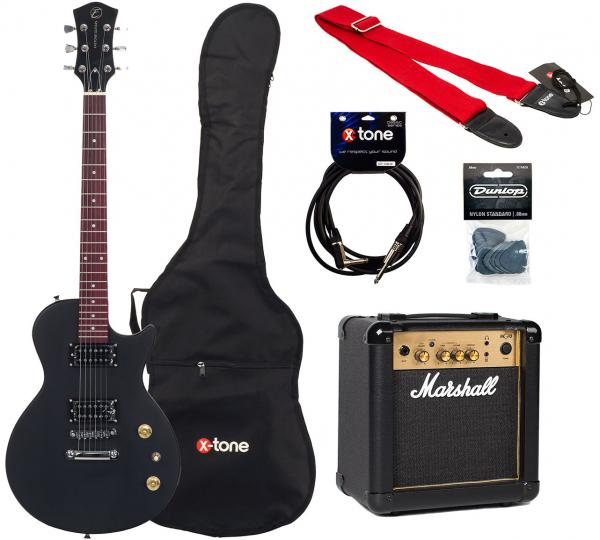 Packs guitarra eléctrica Eastone LPL70 +Marshall MG10G +Accessories - Black satin