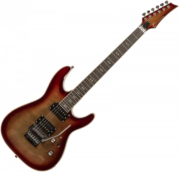 Guitarra eléctrica de cuerpo sólido Eastone METDC100 - Black flames