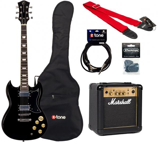 Packs guitarra eléctrica Eastone SDC70 +Marshall MG10G Gold +Accessoires - Black