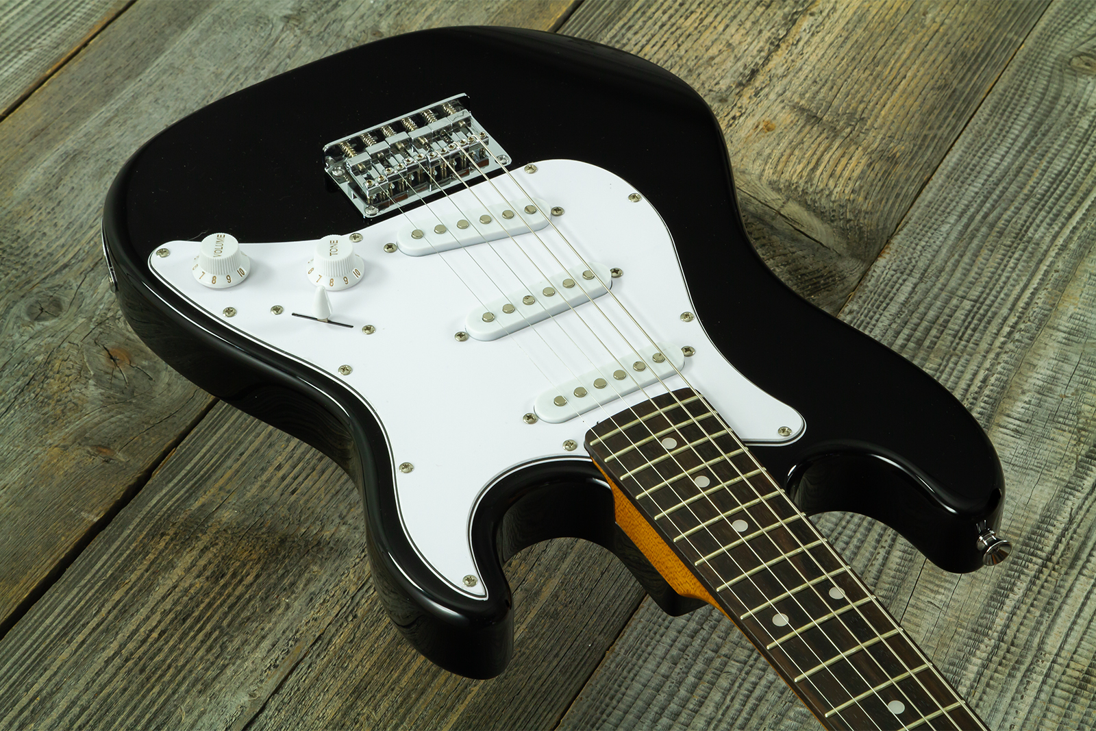 Eastone St-mini-blk 3s Trem Pur - Black - Guitarra eléctrica para niños - Variation 2