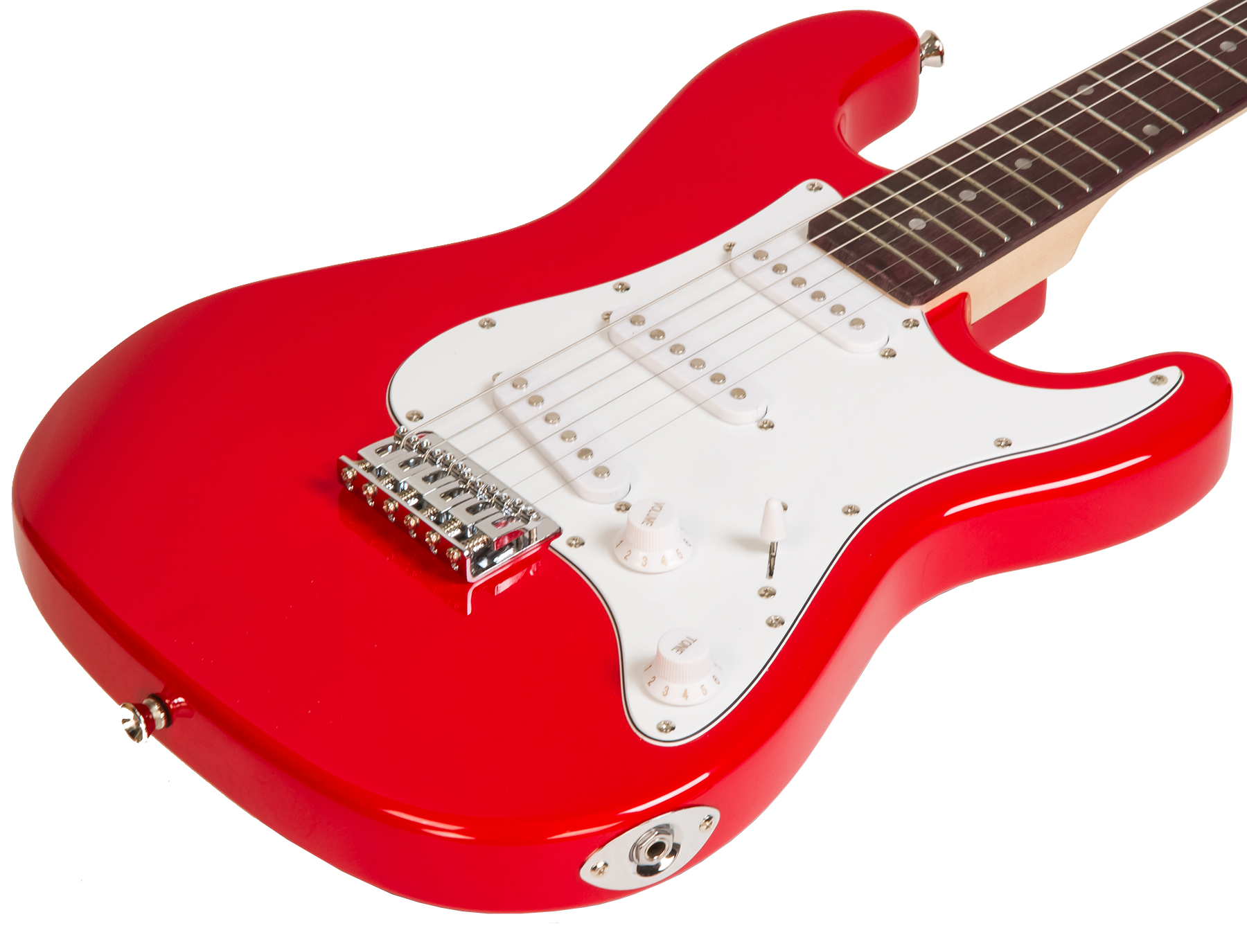 Eastone Str Mini +marshall Mg10 +cable +housse +courroie +mediators - Red - Guitarra eléctrica para niños - Variation 1