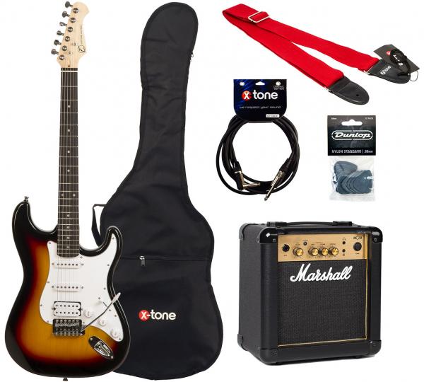 Packs guitarra eléctrica Eastone STR80T HSS +Marshall MG10G +Accessories - Sunburst