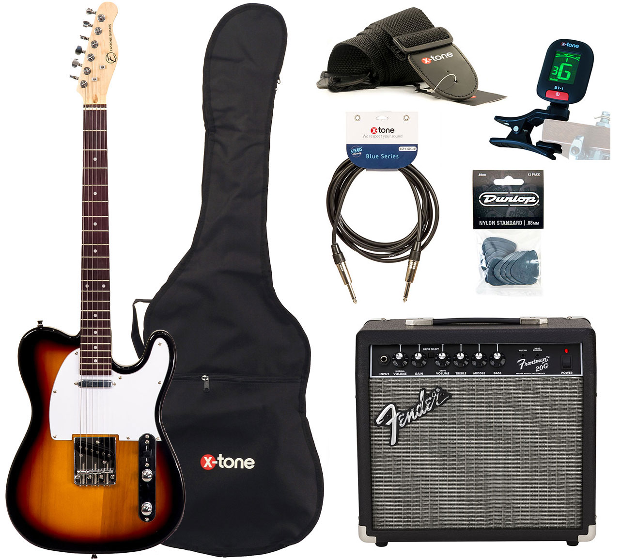 Eastone Tl70 +blackstar Debut 10 +cable +clip-on Tuner +mediators +housse +courroie - 3 Tone Sunburst - Packs guitarra eléctrica - Variation 1