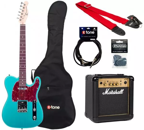 Packs guitarra eléctrica Eastone TL70 +MARSHALL MG10 +HOUSSE +COURROIE +CABLE +MEDIATORS - Metallic light blue