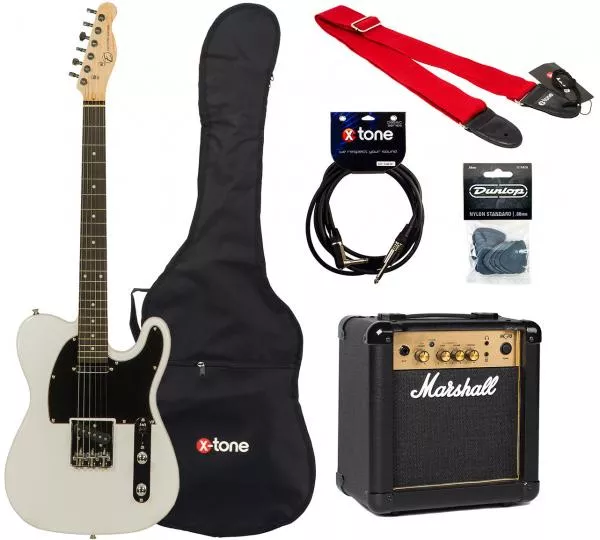 Packs guitarra eléctrica Eastone TL70 +Marshall MG10 +Accessories - Olympic white