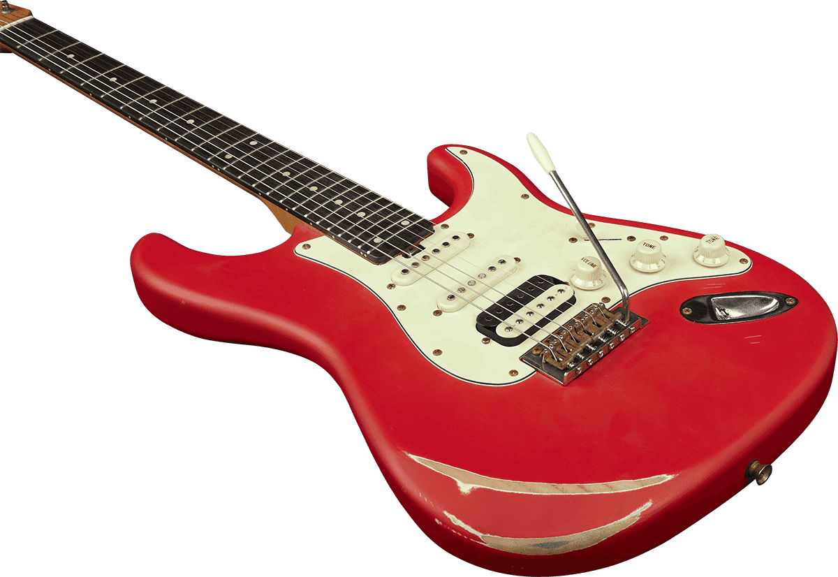 Eko Aire Relic Original Hss Trem Wpc - Fiesta Red - Guitarra eléctrica con forma de str. - Variation 3