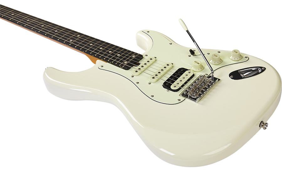 Eko Aire V-nos Original Hss Trem Wpc - Olympic White - Guitarra eléctrica con forma de str. - Variation 3