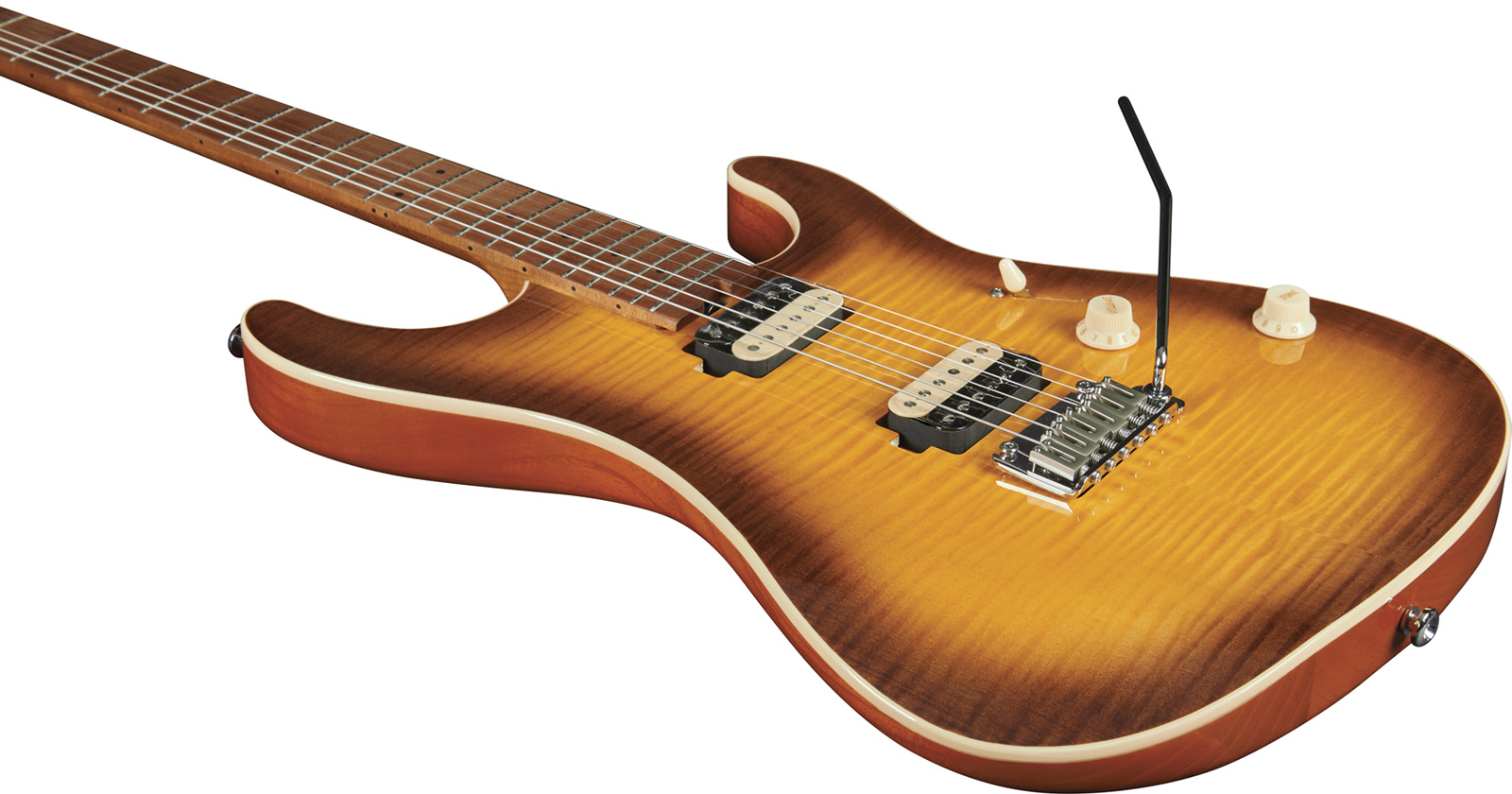 Eko Aurora 400 Trem Hh Mn - Flamed Amber Burst - Guitarra eléctrica con forma de str. - Variation 2