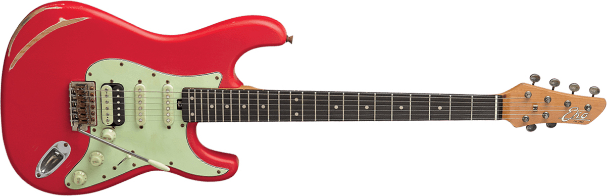Eko Aire Relic Original Hss Trem Wpc - Fiesta Red - Guitarra eléctrica con forma de str. - Main picture