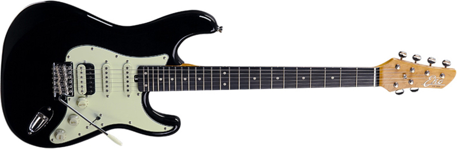 Eko Aire V-nos Original Hss Trem Wpc - Black - Guitarra eléctrica con forma de str. - Main picture