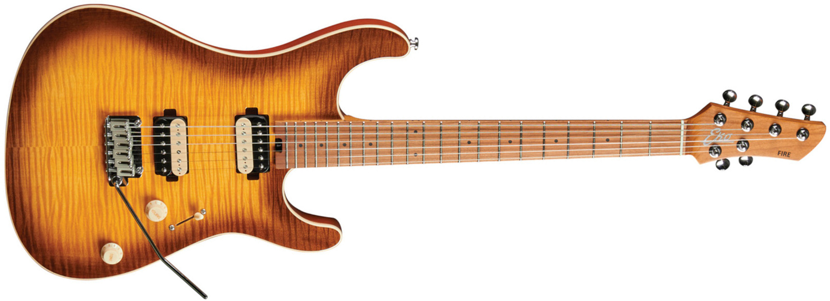 Eko Aurora 400 Trem Hh Mn - Flamed Amber Burst - Guitarra eléctrica con forma de str. - Main picture