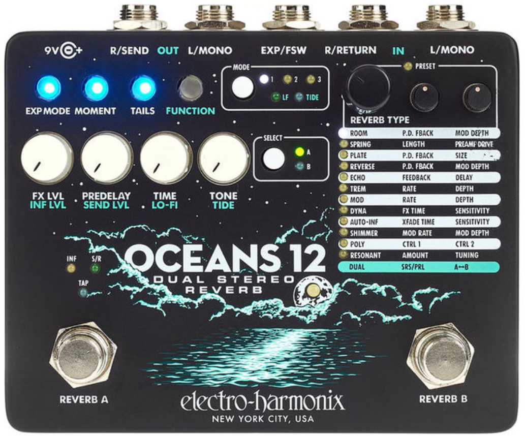 Electro Harmonix Oceans 12 Dual Stereo Reverb - Pedal de reverb / delay / eco - Main picture