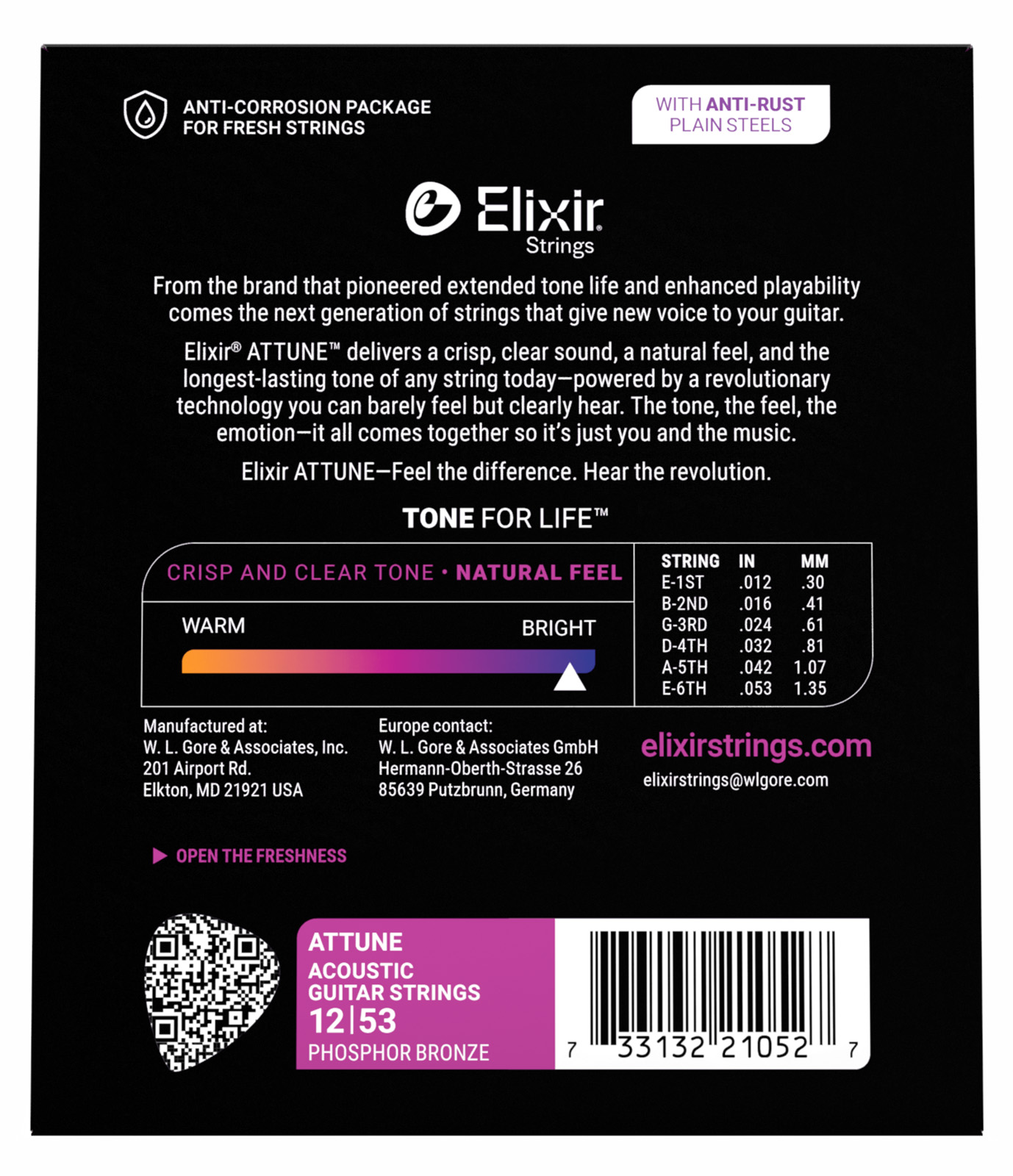 Elixir Jeu De 6 Cordes 21052 Attune Phos.bronze. L 12-53 - Cuerdas guitarra acústica - Variation 2