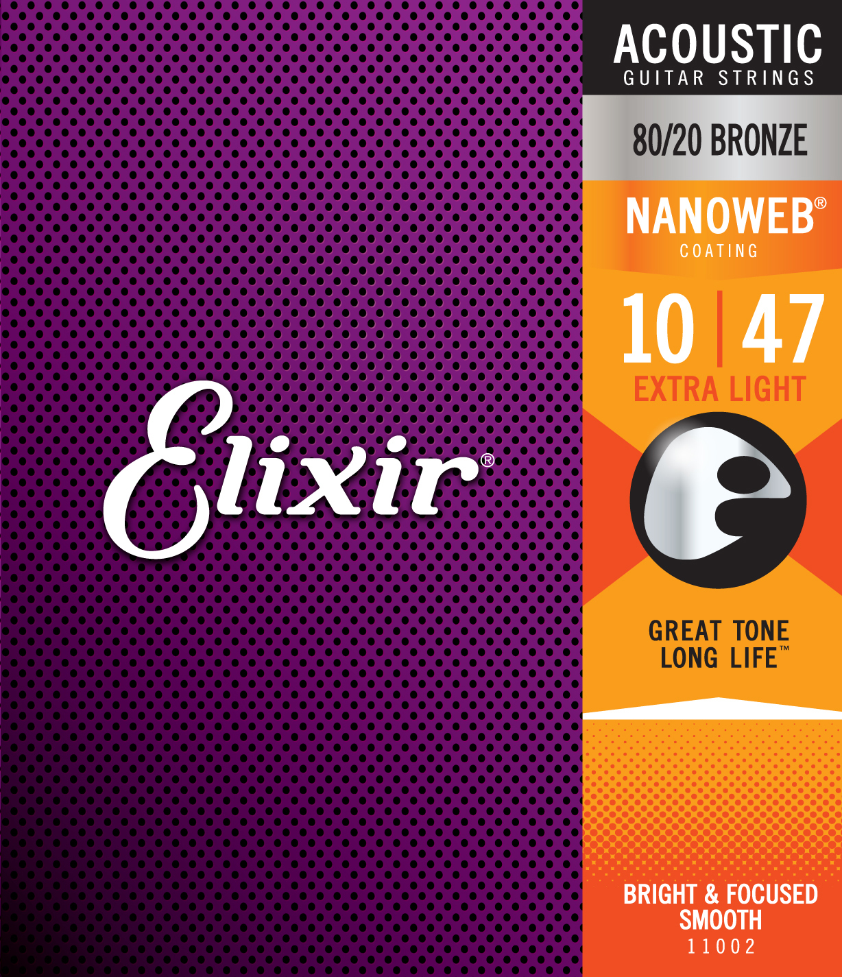 Elixir Jeu De 6 Cordes Acoustic (6) 11002 Nanoweb 80/20 Bronze Extra Light 10-47 - Cuerdas guitarra acústica - Main picture