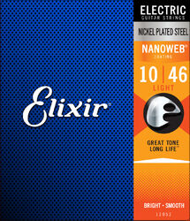 Cuerdas guitarra eléctrica Elixir Electric (6) Nanoweb Nickel Plated Steel 10-46 - Juego de cuerdas