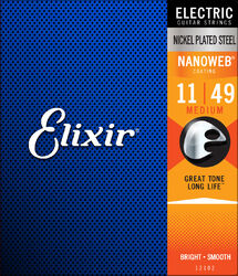 Cuerdas guitarra eléctrica Elixir Electric (6) Nanoweb Nickel Plated Steel 11-49 - Juego de cuerdas