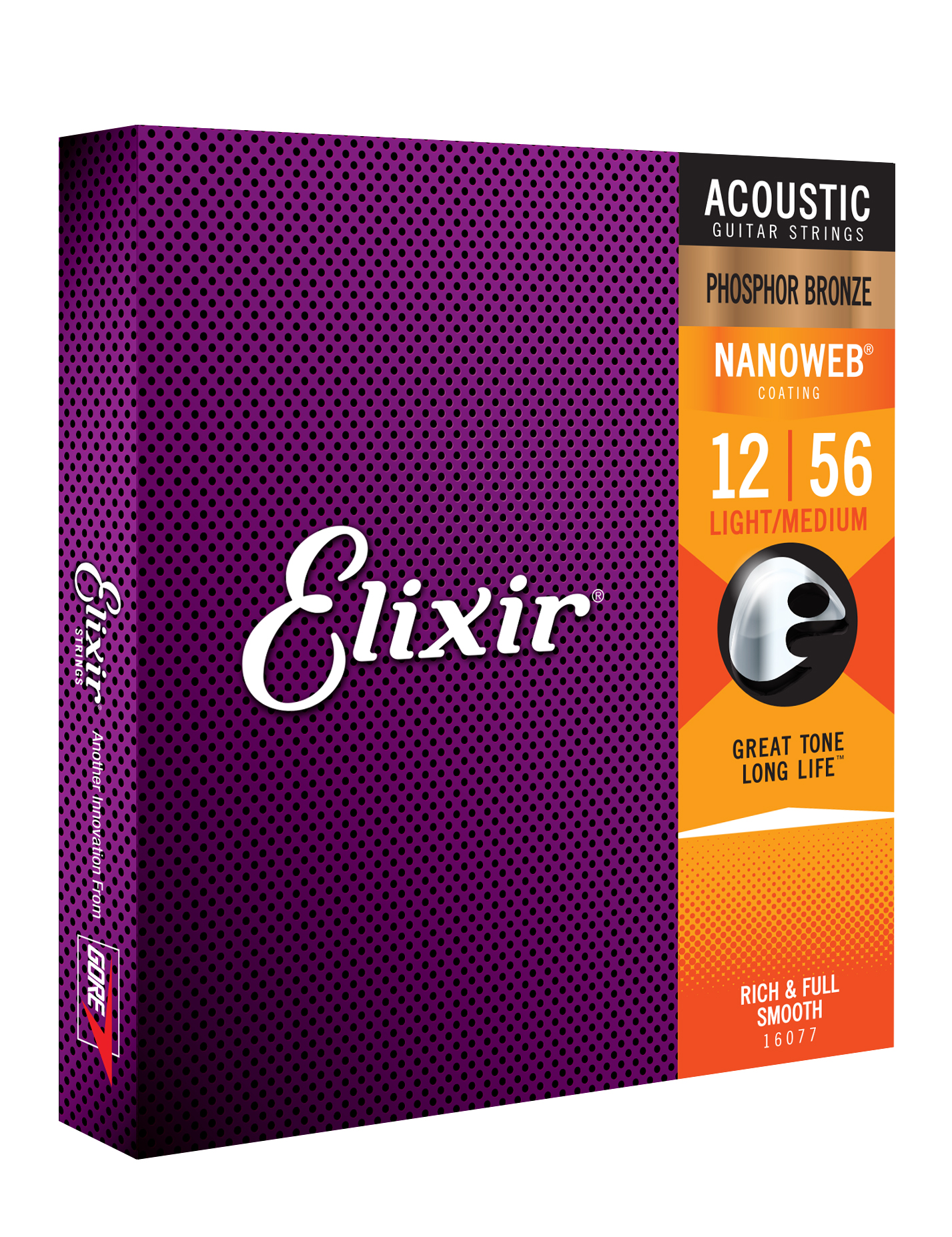 Elixir Jeu De 6 Cordes Acoustic (6) 16077 Nanoweb Phosphore Bronze 12-056 - Cuerdas guitarra acústica - Variation 1