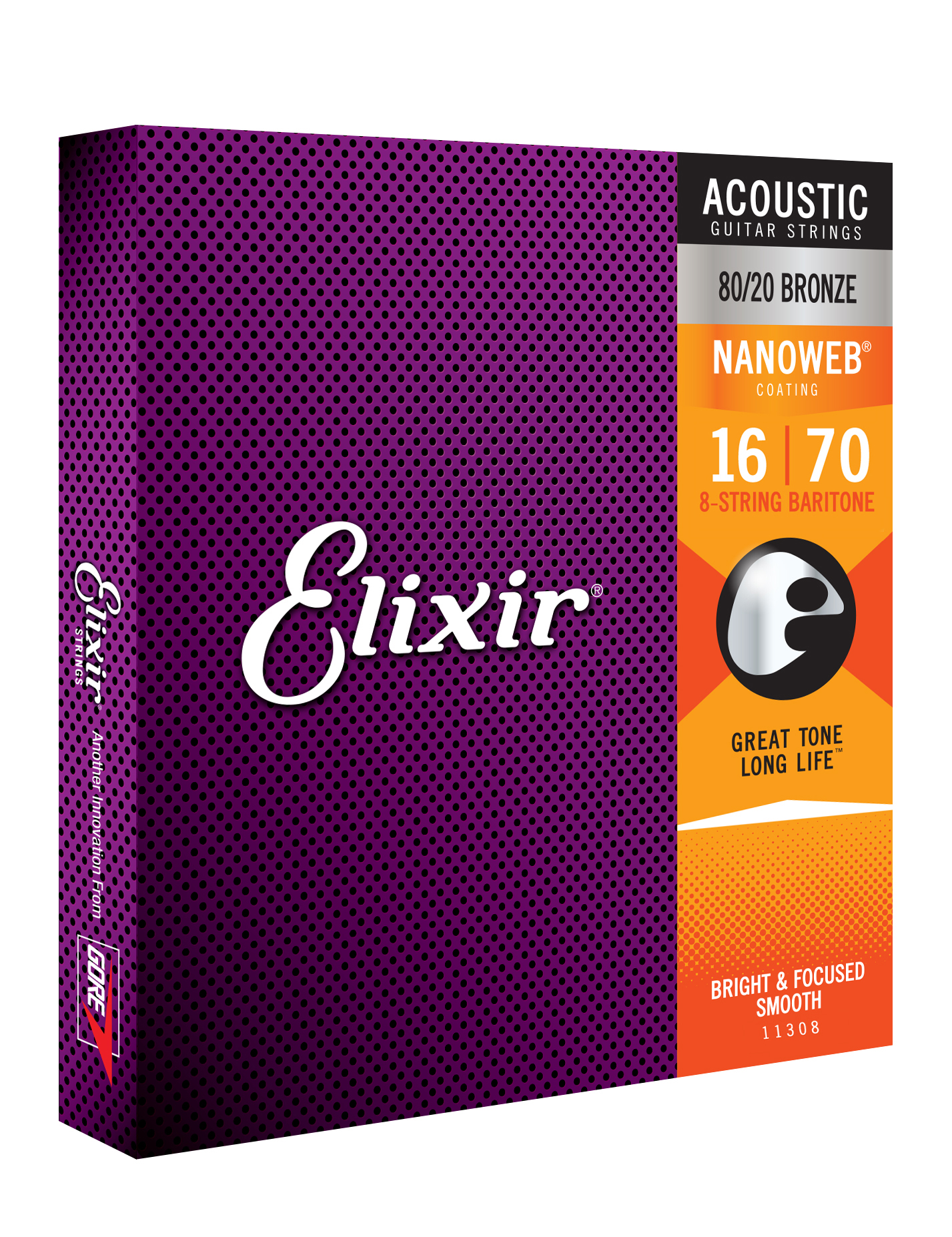 Elixir 11308 8-string Nanoweb 80/20 Bronze Acoustic Guitar 8c Baritone 16-70 - Cuerdas guitarra acústica - Variation 1
