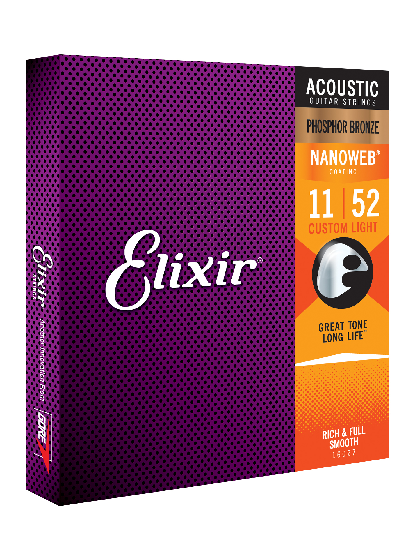Elixir Jeu De 6 Cordes Acoustic (6) 16027 Nanoweb Phosphor Bronze 11-52 - Cuerdas guitarra acústica - Variation 1
