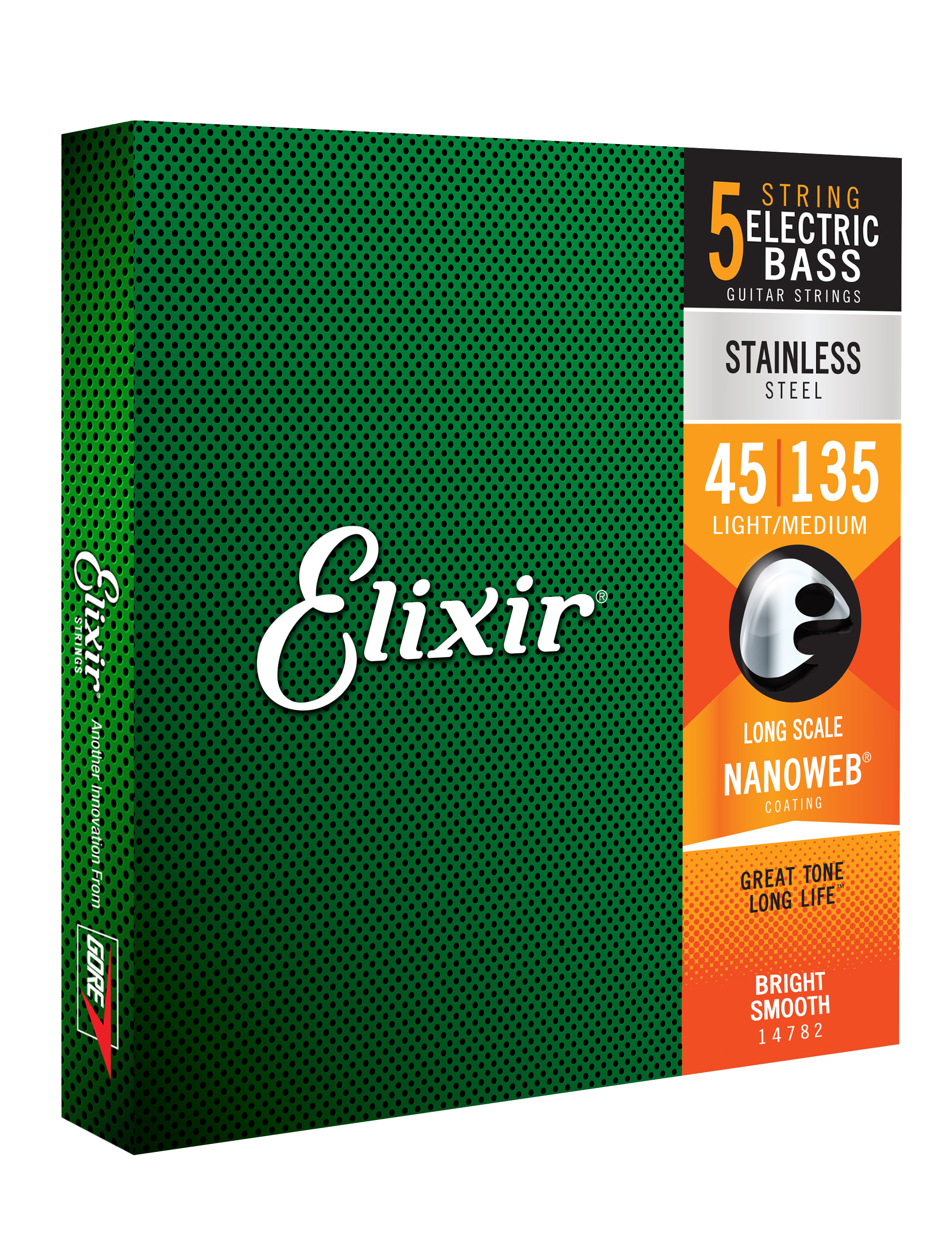 Elixir 14782 5-string Nanoweb Stainless Steel Long Scale Electric Bass 5c Light Medium 45-135 - Cuerdas para bajo eléctrico - Variation 1