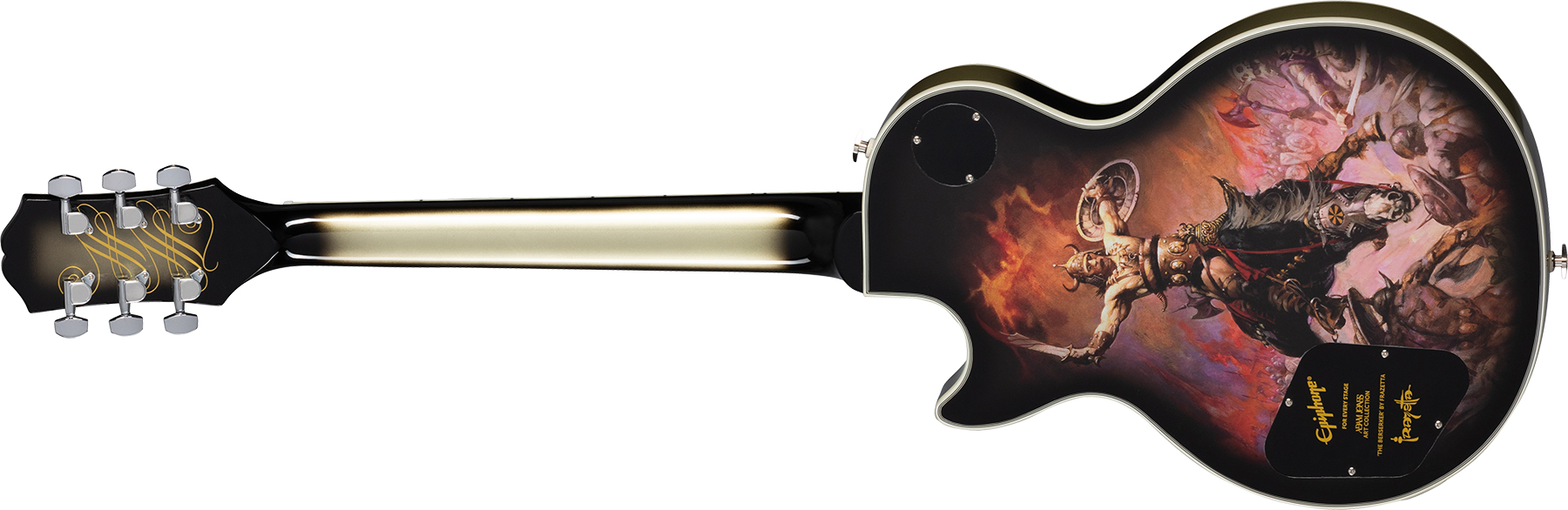 Epiphone Adam Jones Les Paul Custom Frazetta The Berserker Art Ltd 2h Ht Eb - Antique Silverburst - Guitarra eléctrica de corte único. - Variation 1