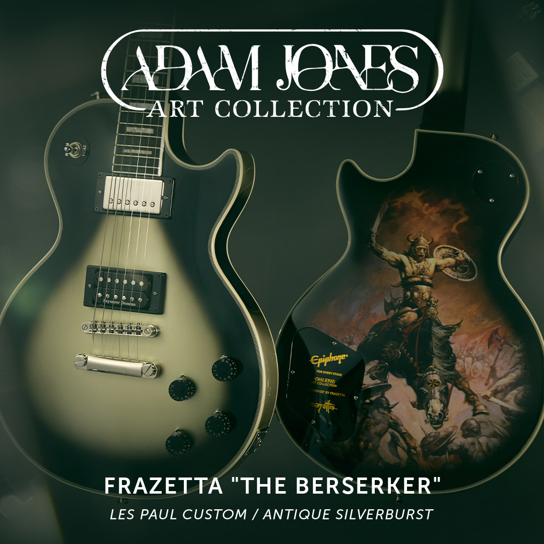 Epiphone Adam Jones Les Paul Custom Frazetta The Berserker Art Ltd 2h Ht Eb - Antique Silverburst - Guitarra eléctrica de corte único. - Variation 7