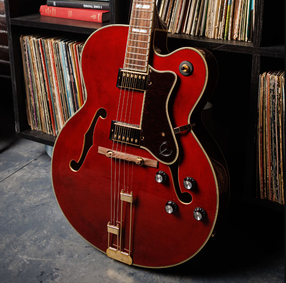 Epiphone Broadway Archtop 2h Ht Lau - Dark Wine Red - Guitarra elécrica Jazz cuerpo acústico - Variation 5