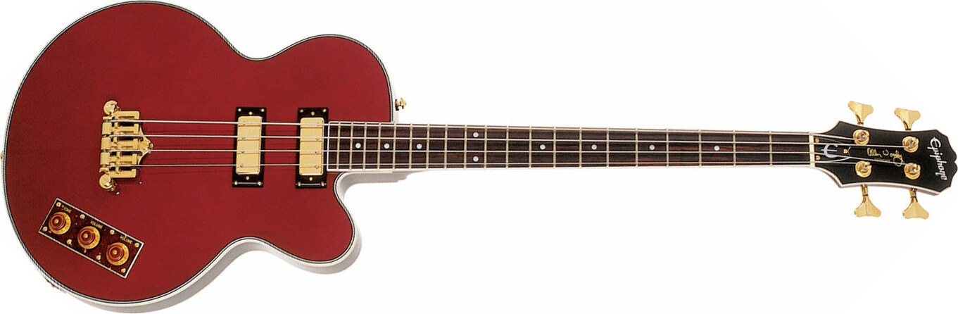 Epiphone Allen Woody Rumblekat Bass Signature Short Scale Rw - Wine Red - Bajo eléctrico semi caja - Main picture