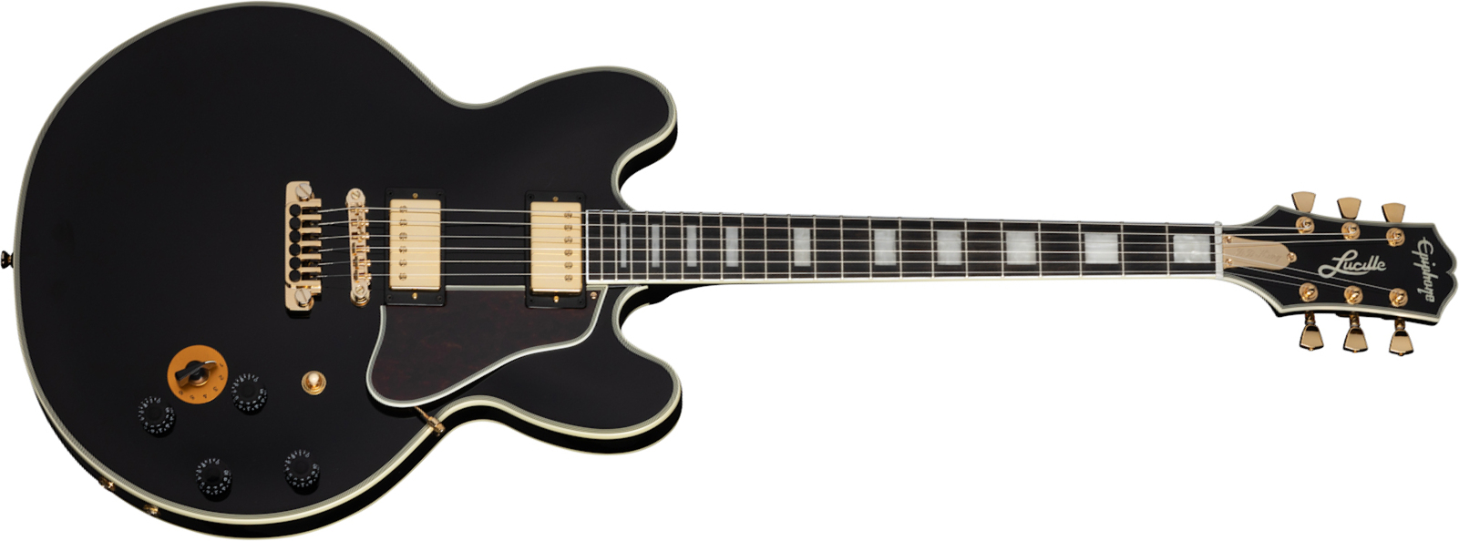 Epiphone Bb King Lucille 2021 Signature 2h Ht Eb - Ebony - Guitarra eléctrica de corte único. - Main picture