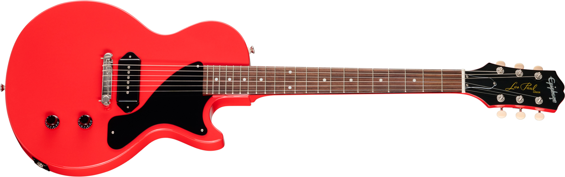 Epiphone Billy Joe Armstrong Les Paul Jr Signature 1s Ht Rw - Radiant Red - Guitarra eléctrica de corte único. - Main picture