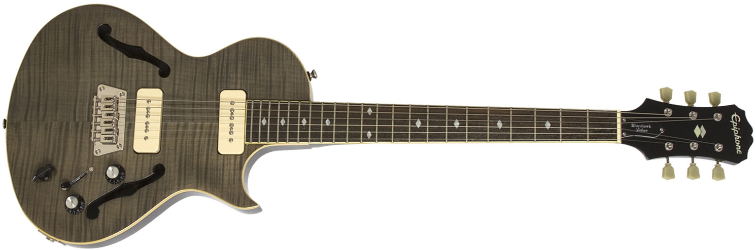 Epiphone Blueshawk Deluxe Ch - Translucent Black - Guitarra eléctrica semi caja - Main picture