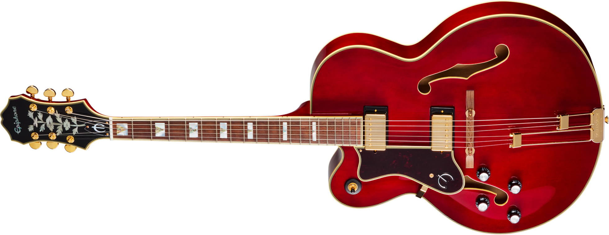 Epiphone Broadway Lh Original Archtops Gaucher 2h Ht Rw - Wine Red - Guitarra elécrica Jazz cuerpo acústico - Main picture
