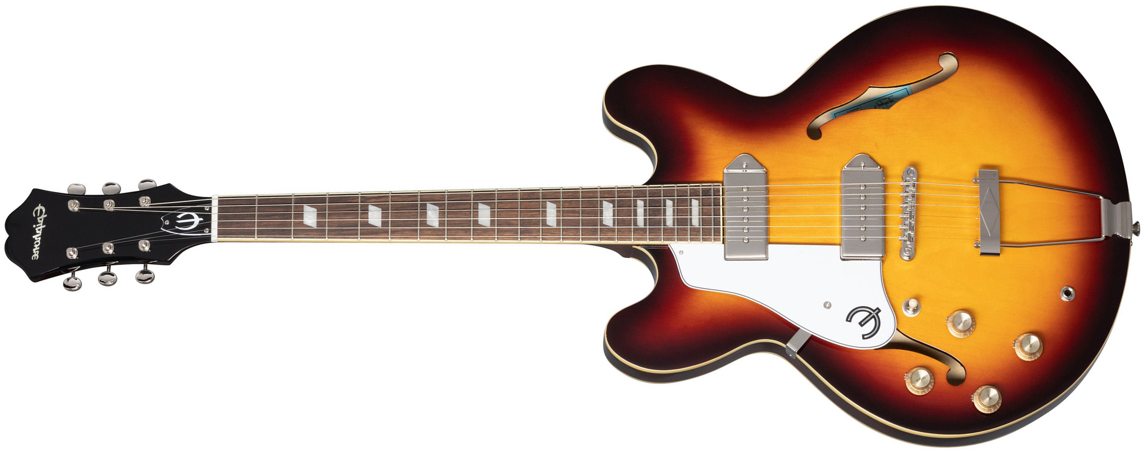 Epiphone Casino Archtop 2023 Lh Gaucher 2s P90 Ht Lau - Vintage Sunburst - Guitarra eléctrica semi caja - Main picture