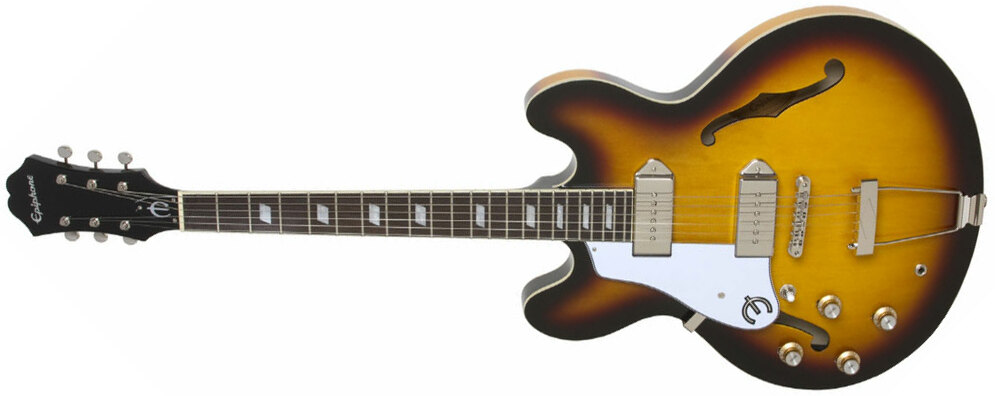 Epiphone Casino Lh Gaucher 2p90 Ht Pf - Vintage Sunburst - Guitarra electrica para zurdos - Main picture